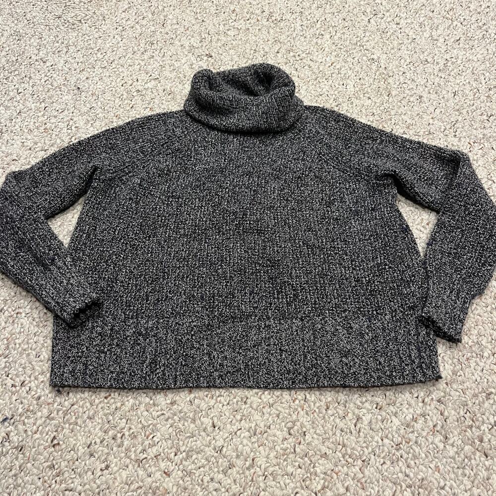 Madewell Eastbrook Turtleneck Cross Back Sweater Sz XS Marled Zebra Merino Blend
